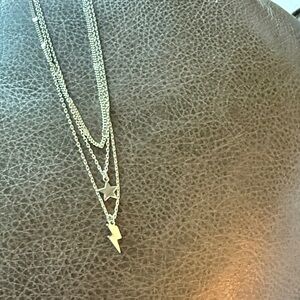 Silver Star and Lightning Necklace